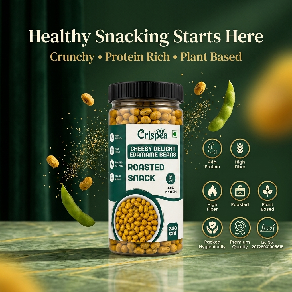 Crispea Cheesy Delight Edamame Beans – Roasted Snack