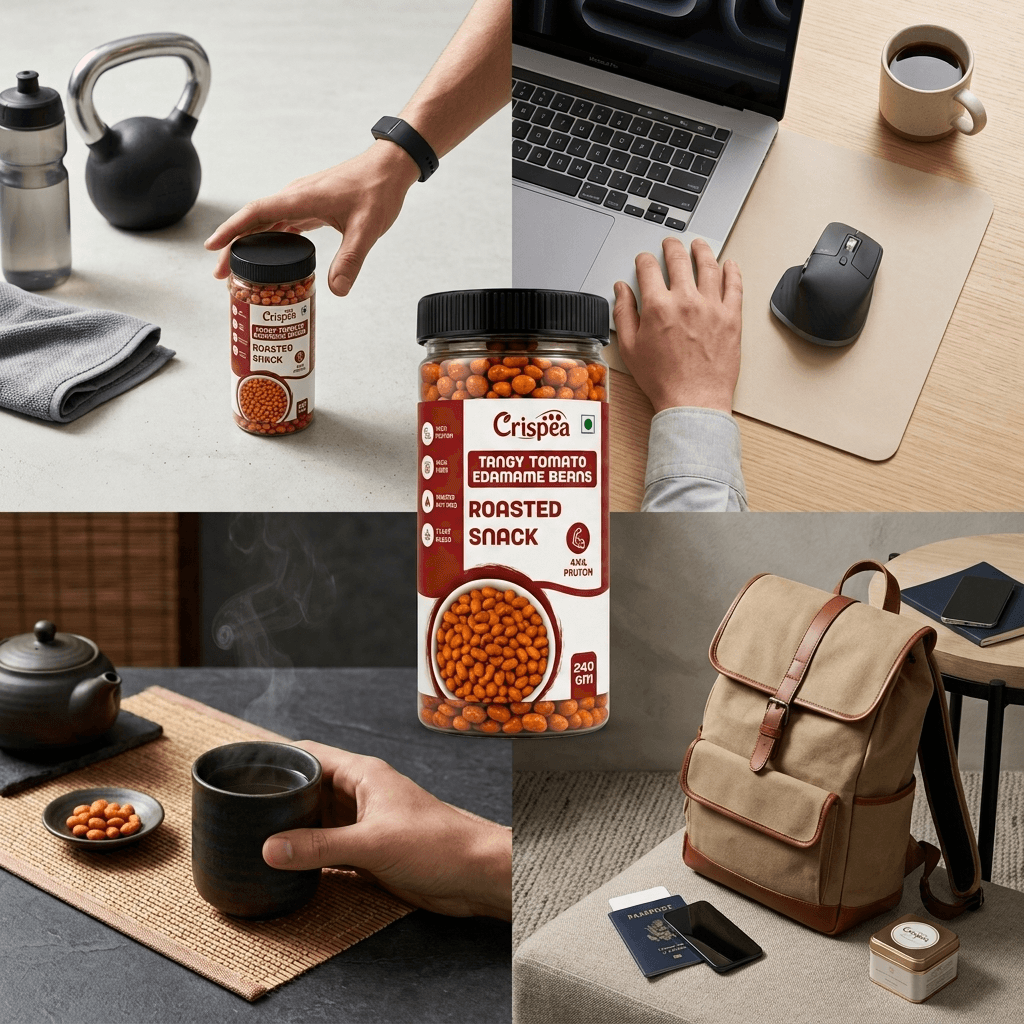 Crispea Tangy Tomato Edamame Beans – Roasted Snack
