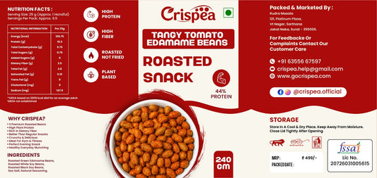 Crispea Tangy Tomato Edamame Beans – Roasted Snack