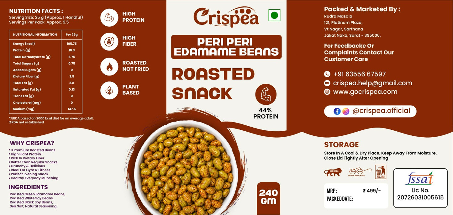 Crispea Peri Peri Edamame Beans – Roasted Snack