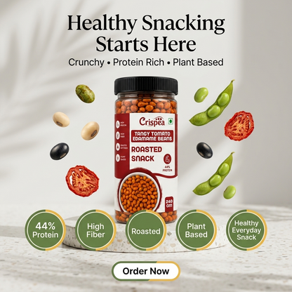 Crispea Tangy Tomato Edamame Beans – Roasted Snack