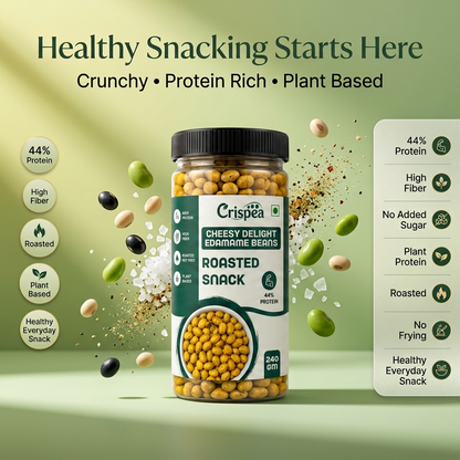Crispea Cheesy Delight Edamame Beans – Roasted Snack
