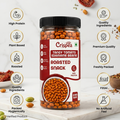 Crispea Tangy Tomato Edamame Beans – Roasted Snack