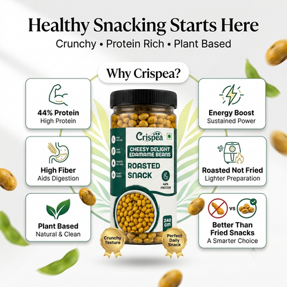 Crispea Cheesy Delight Edamame Beans – Roasted Snack