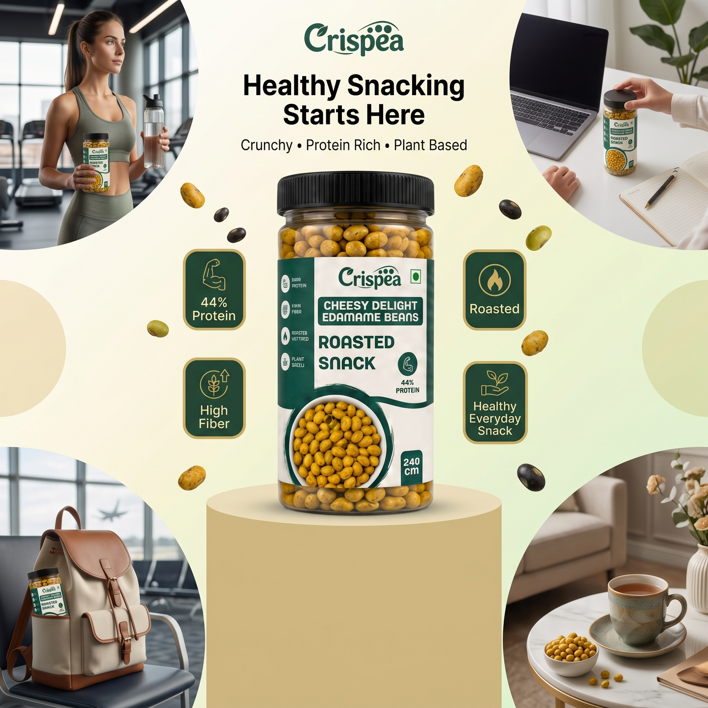Crispea Cheesy Delight Edamame Beans – Roasted Snack