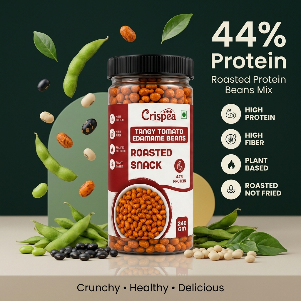 Crispea Tangy Tomato Edamame Beans – Roasted Snack