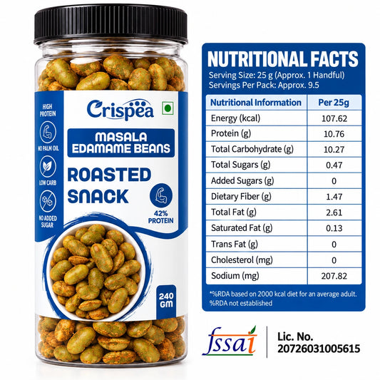Crispea Masala Edamame Beans - Roasted Snack