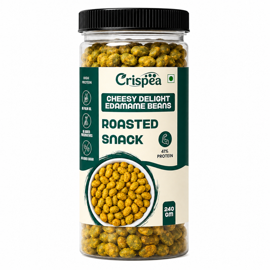 Crispea Cheesy Delight Edamame Beans – Roasted Snack