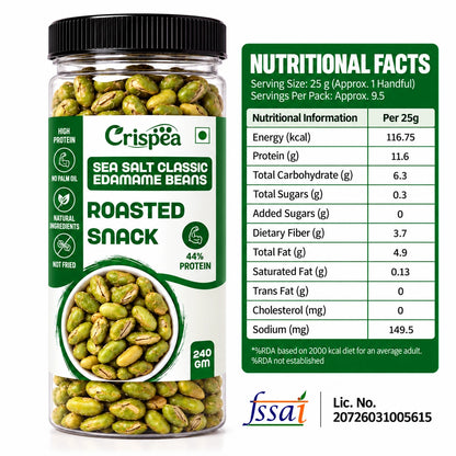 Crispea Sea Salt Classic Edamame Beans – Roasted Snack