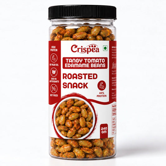 Crispea Tangy Tomato Edamame Beans – Roasted Snack