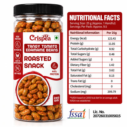 Crispea Tangy Tomato Edamame Beans – Roasted Snack