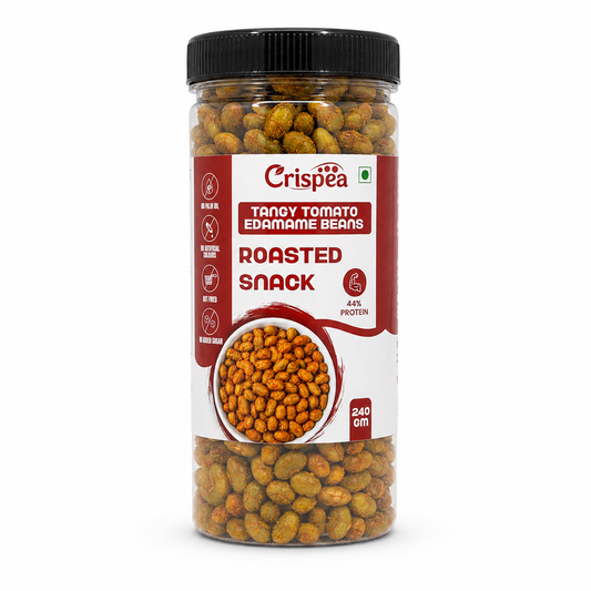 Crispea Tangy Tomato Edamame Beans – Roasted Snack