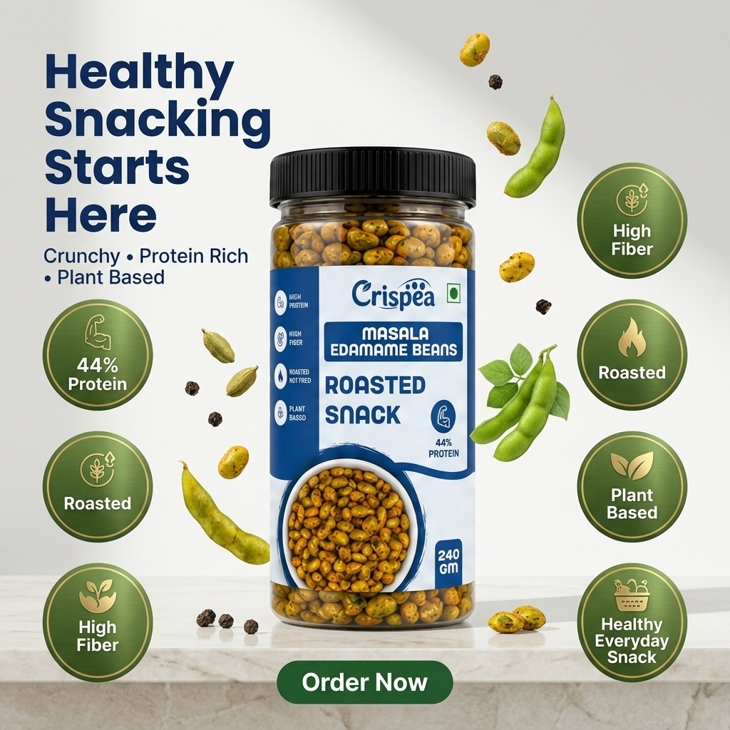 Crispea Masala Edamame Beans - Roasted Snack