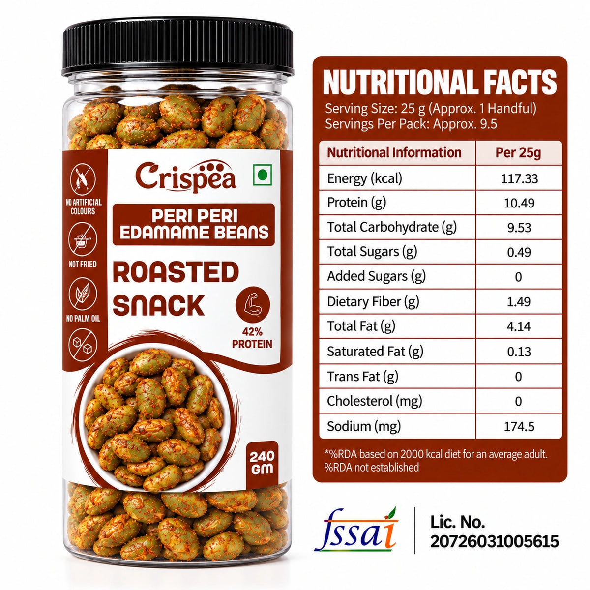 Crispea Peri Peri Edamame Beans – Roasted Snack
