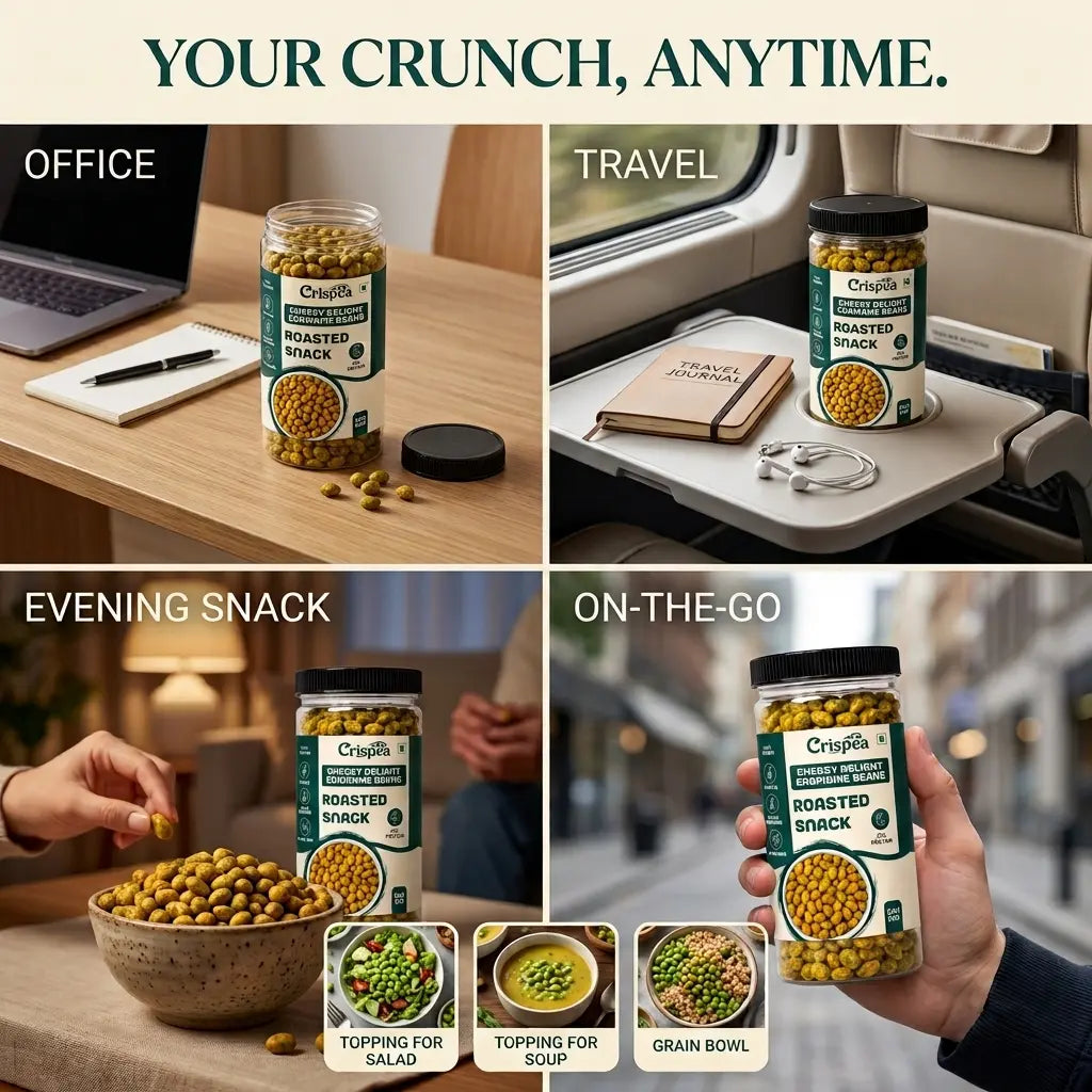 Crispea Cheesy Delight Edamame Beans – Roasted Snack 240g