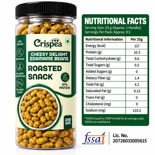 Crispea Cheesy Delight Edamame Beans – Roasted Snack 240g