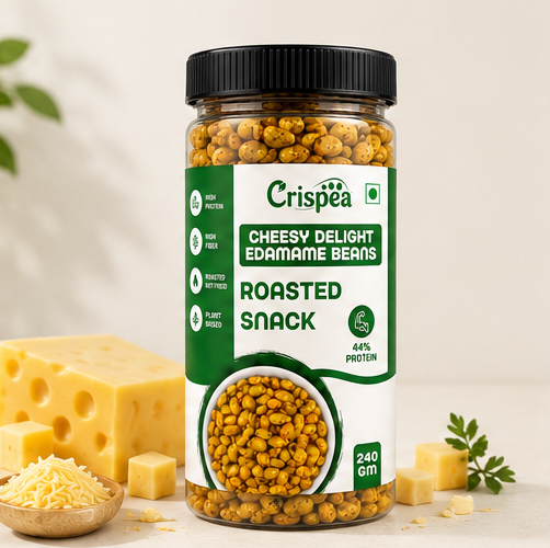 Crispea Cheesy Delight Edamame Beans – Roasted Snack